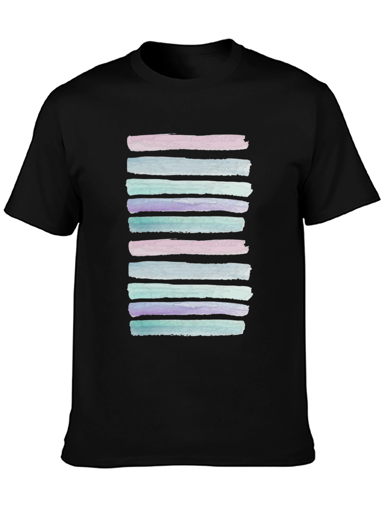 Watercolor Stripes Black T-Shirt