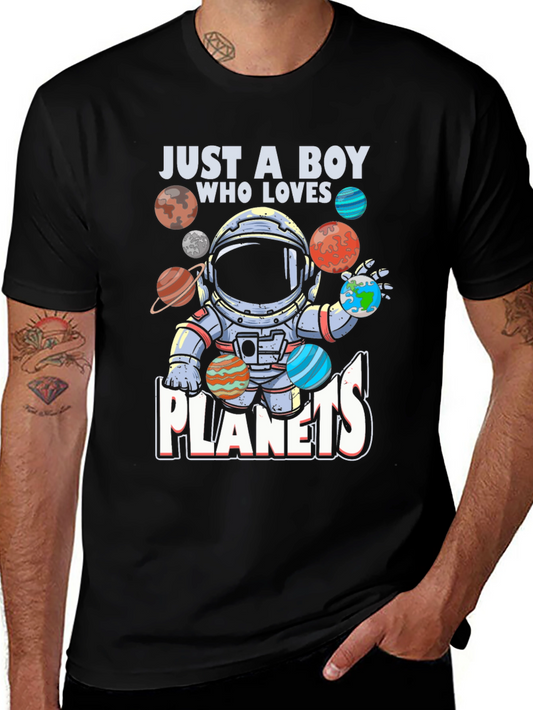 Boy Who Loves Planets T-Shirt - Astronaut & Space