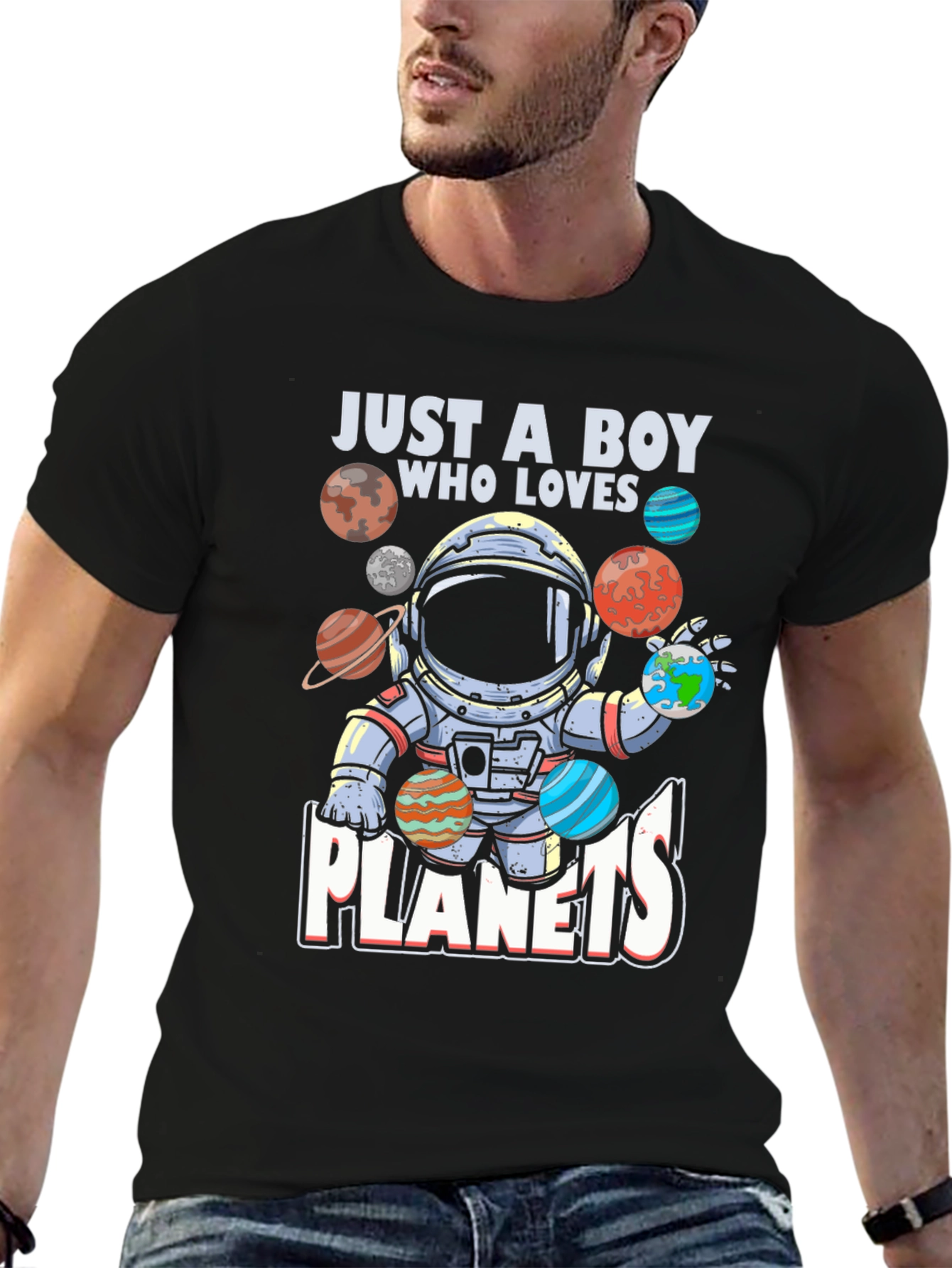Boy Who Loves Planets T-Shirt - Astronaut & Space
