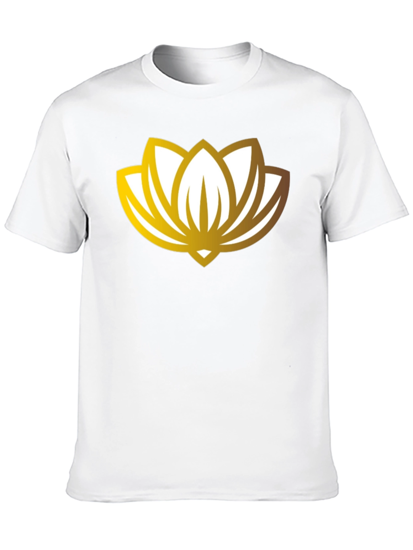 Golden Lotus Flower Graphic Black T-Shirt