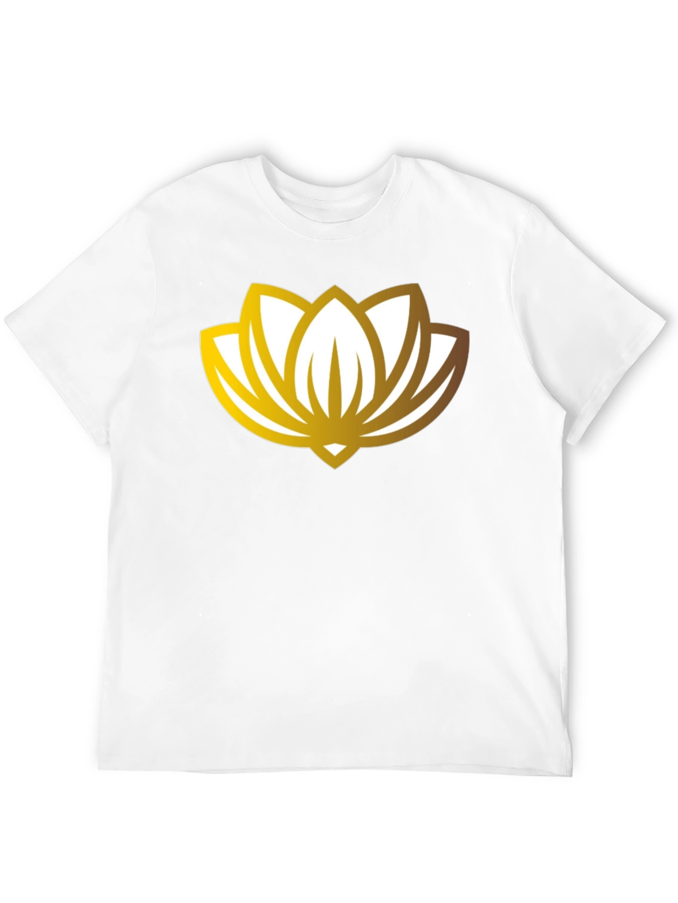 Golden Lotus Flower Graphic Black T-Shirt