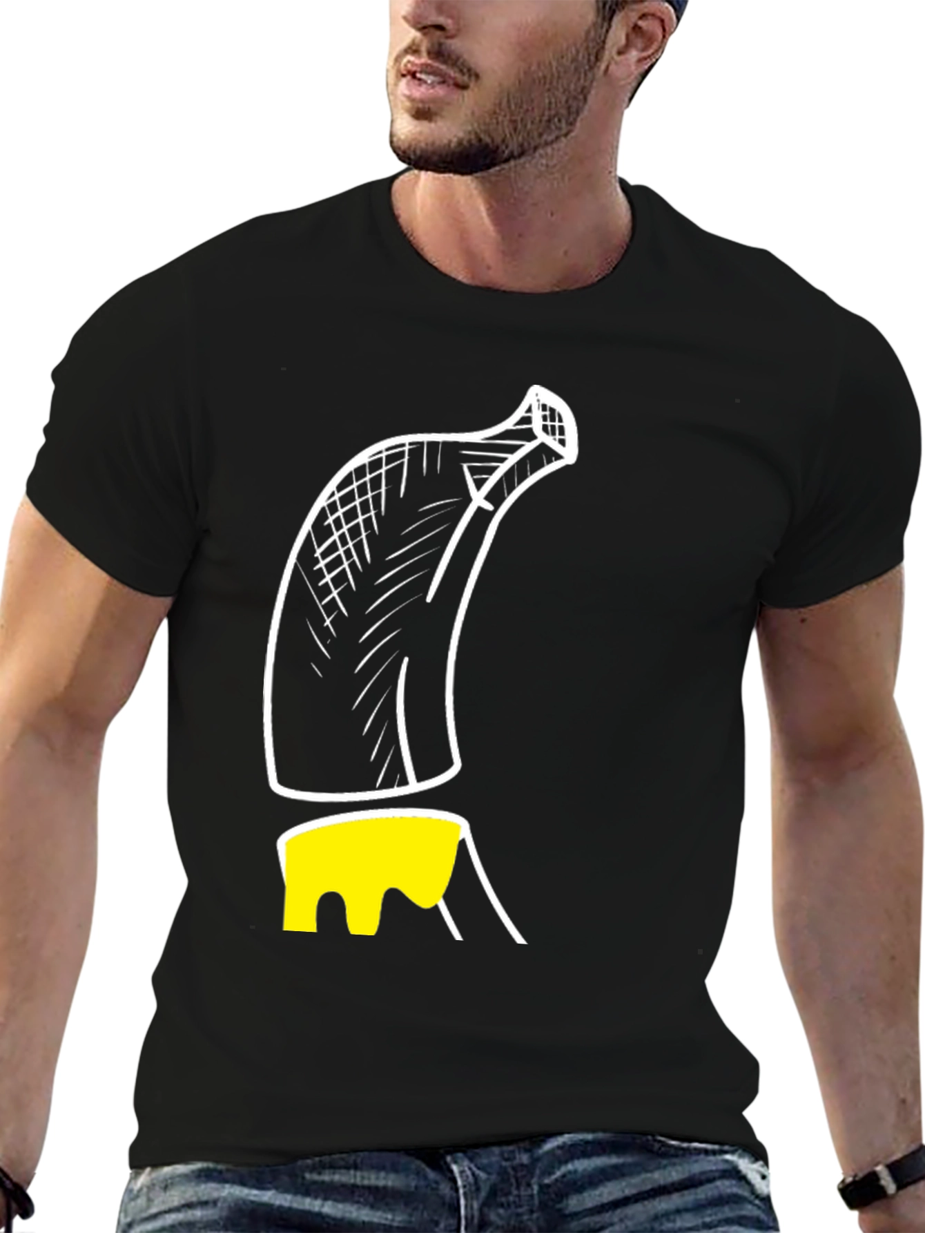 Banana Sketch Graphic Print Mens T-Shirt