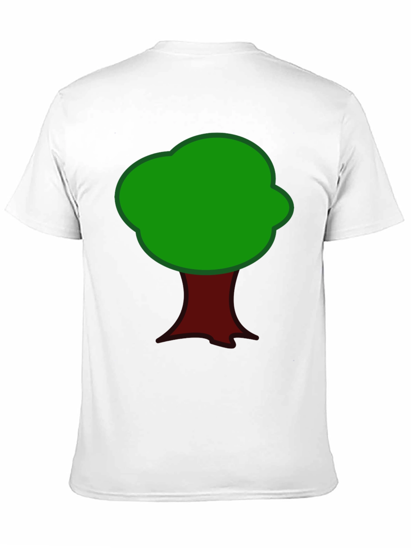 Cartoon Tree Graphic Tee - Black Cotton T-Shirt