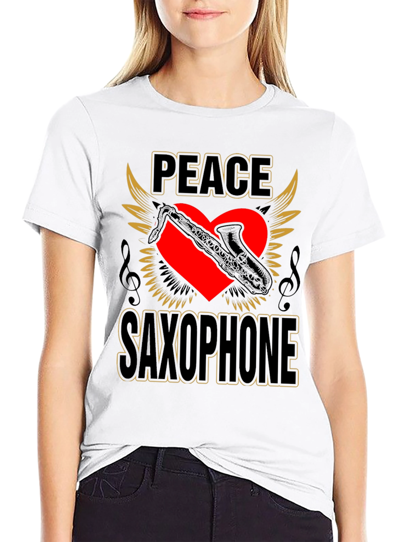 Peace Saxophone Graphic T-Shirt Musician Tee