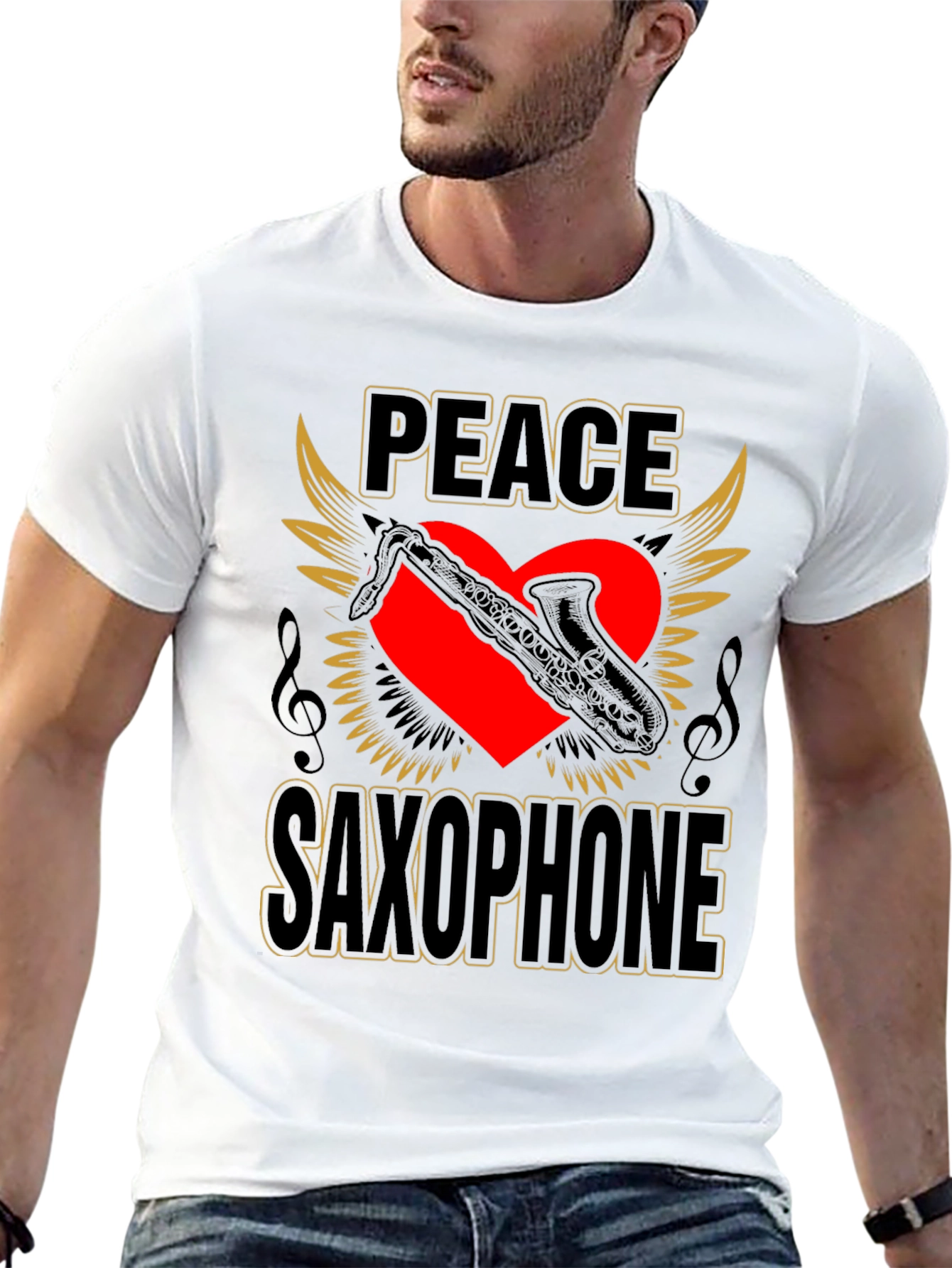 Peace Saxophone Graphic T-Shirt Musician Tee