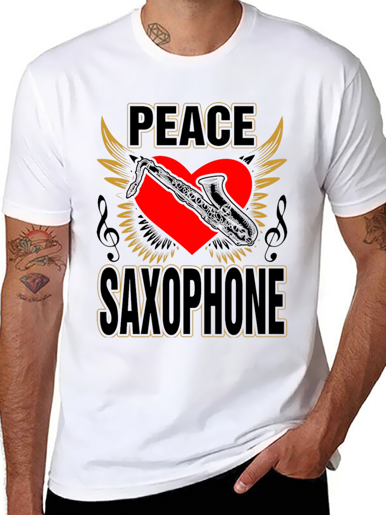 Peace Saxophone Graphic T-Shirt Musician Tee