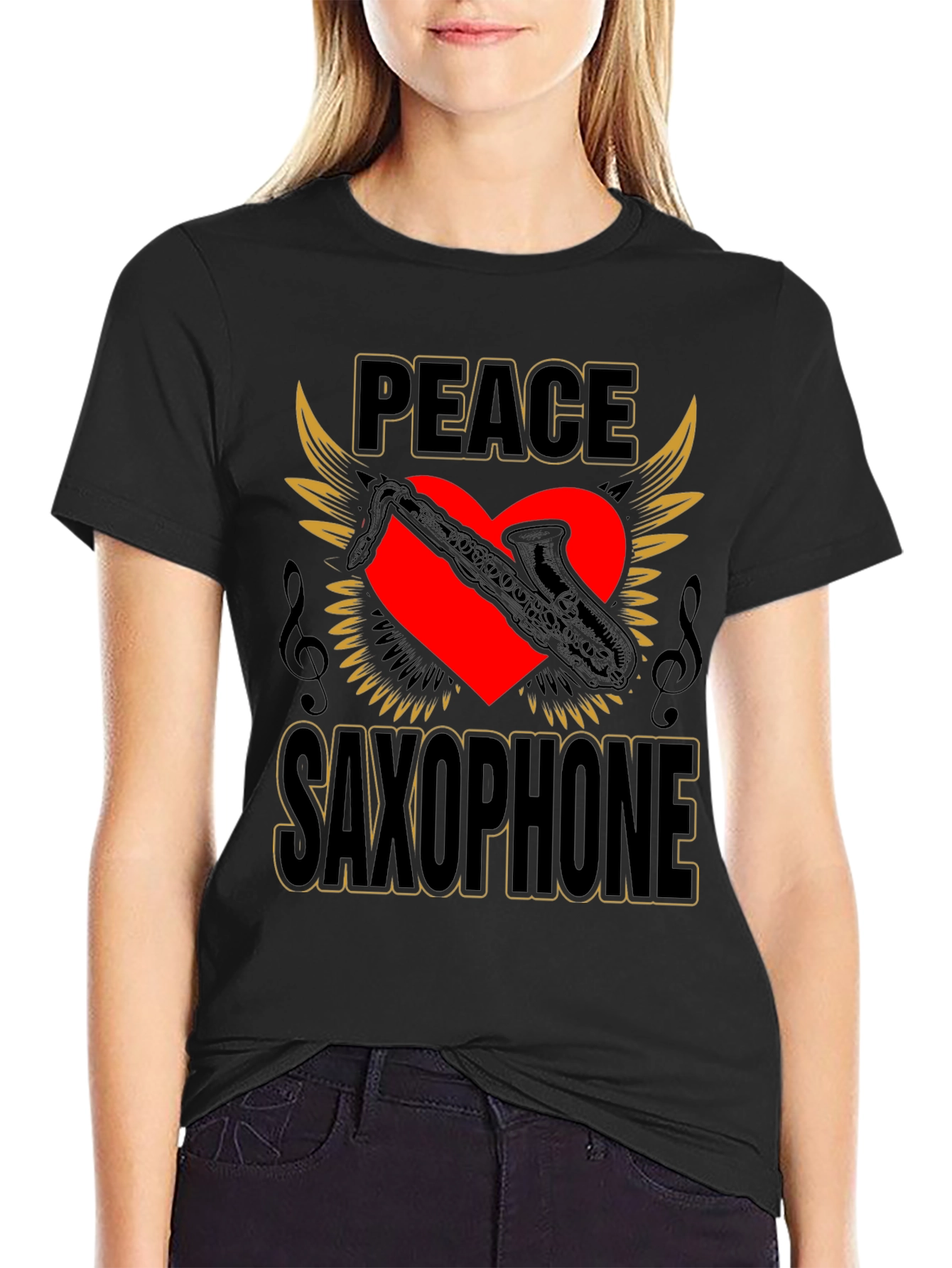 Peace Saxophone Graphic T-Shirt Musician Tee