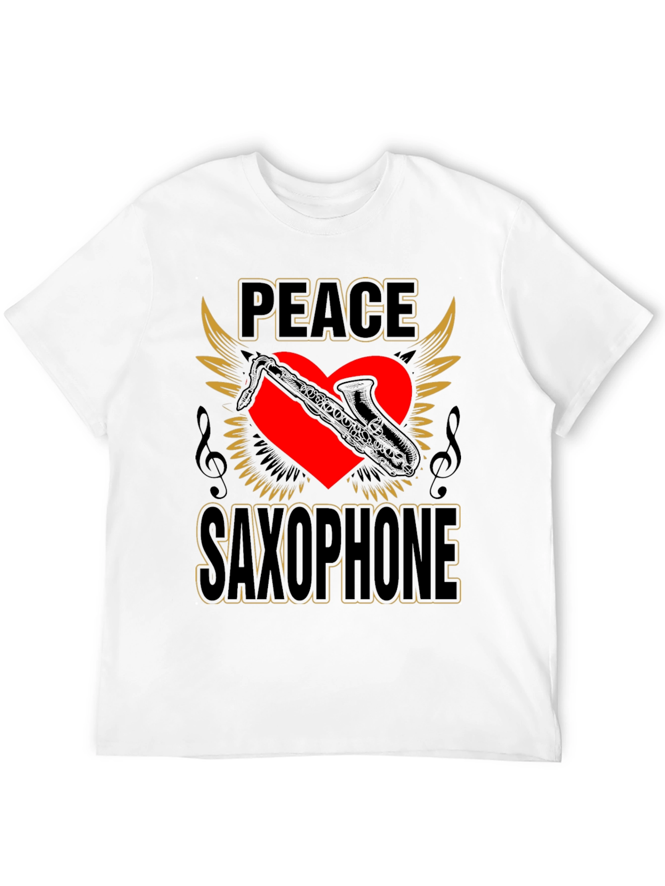 Peace Saxophone Graphic T-Shirt Musician Tee