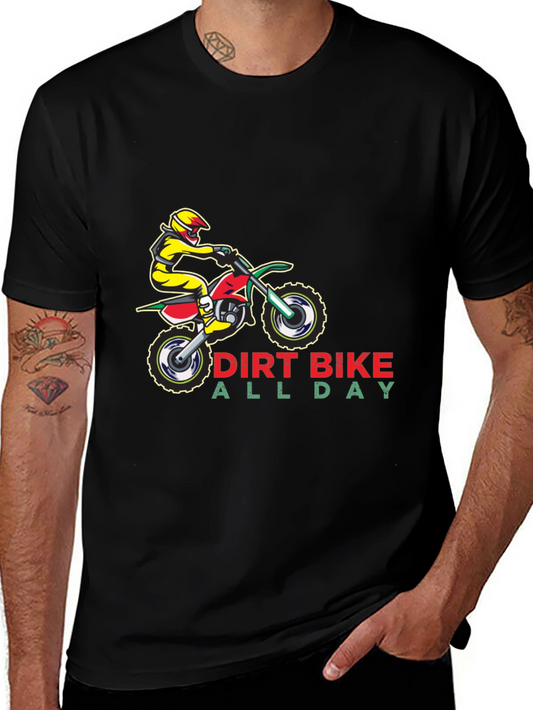 Dirt Bike All Day Black Graphic T-Shirt