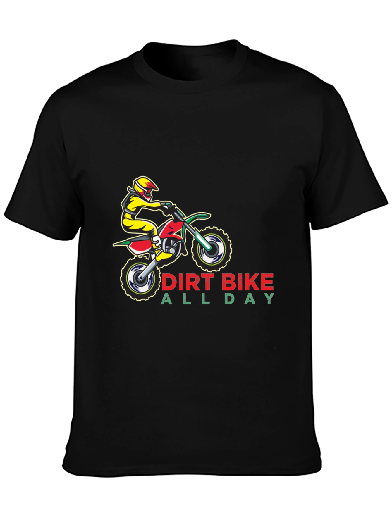 Dirt Bike All Day Black Graphic T-Shirt