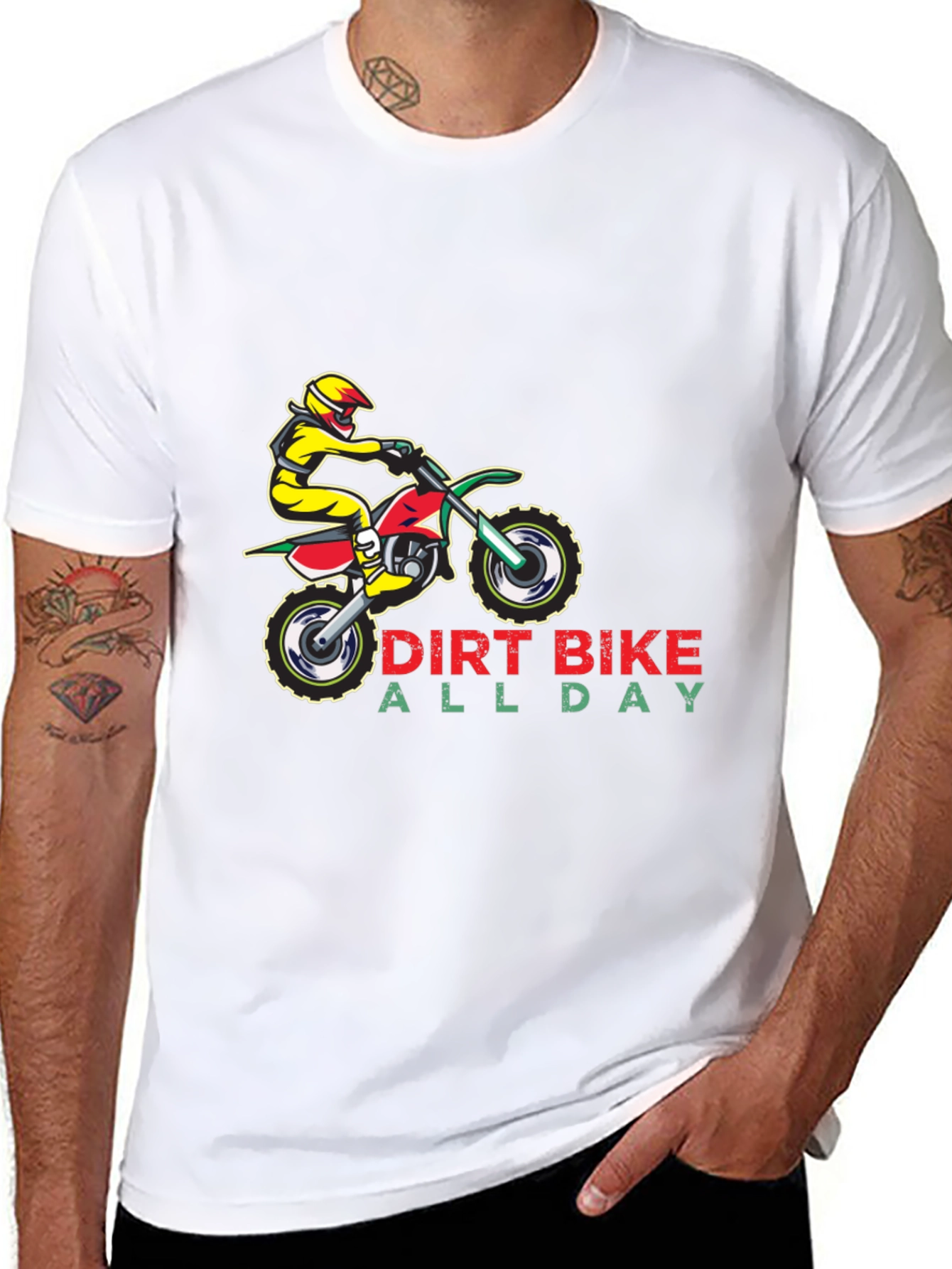 Dirt Bike All Day Black Graphic T-Shirt