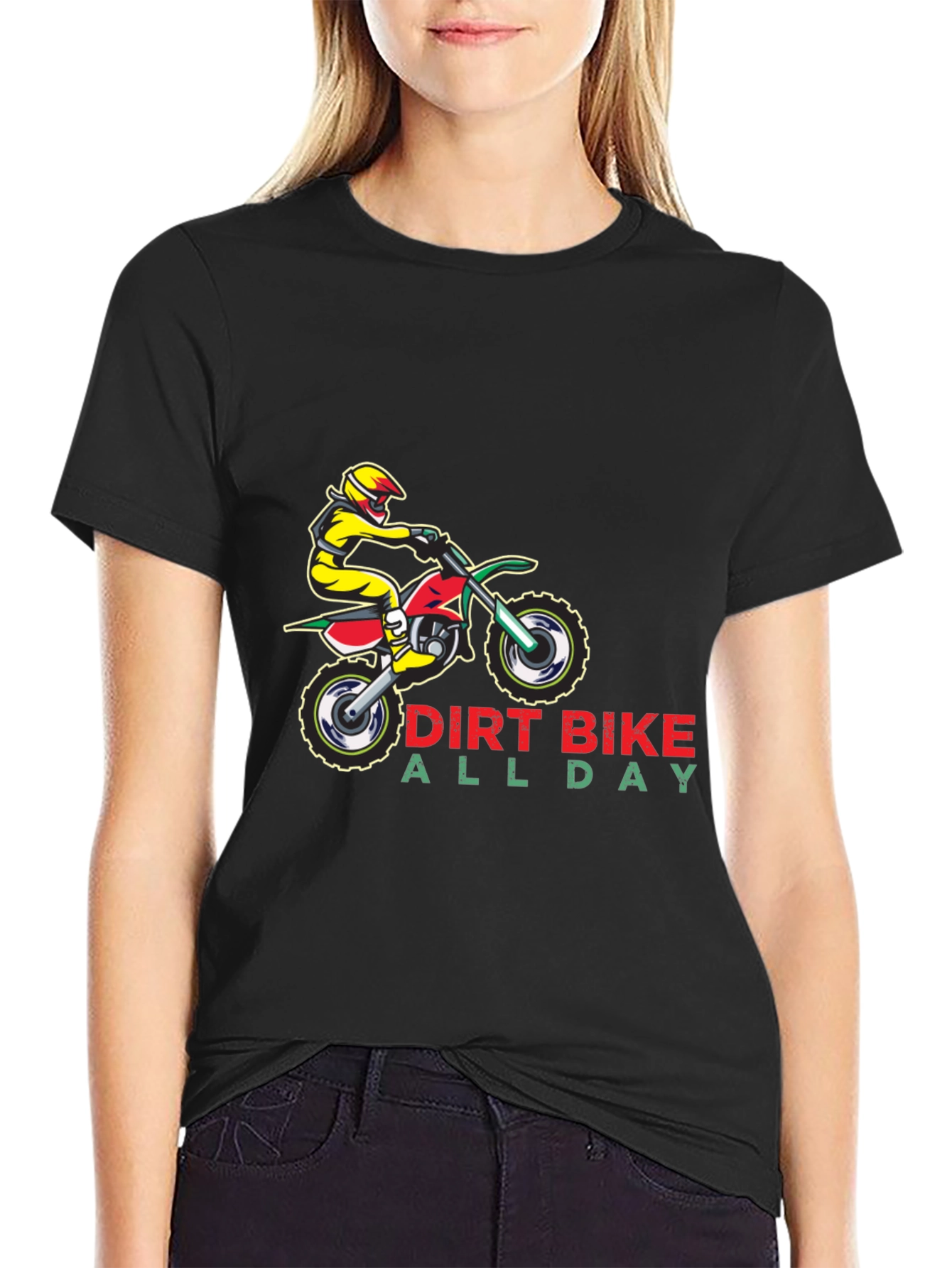 Dirt Bike All Day Black Graphic T-Shirt