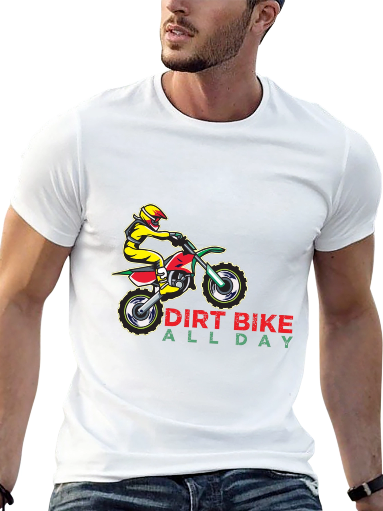 Dirt Bike All Day Black Graphic T-Shirt