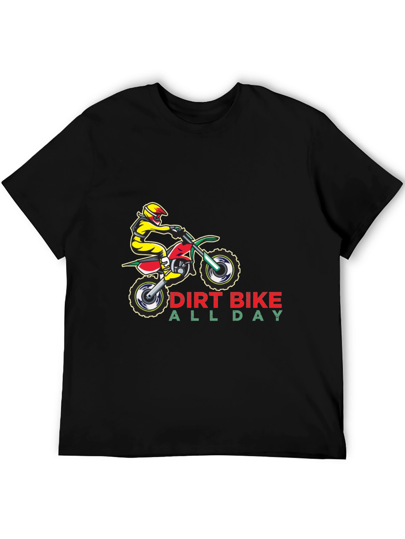 Dirt Bike All Day Black Graphic T-Shirt