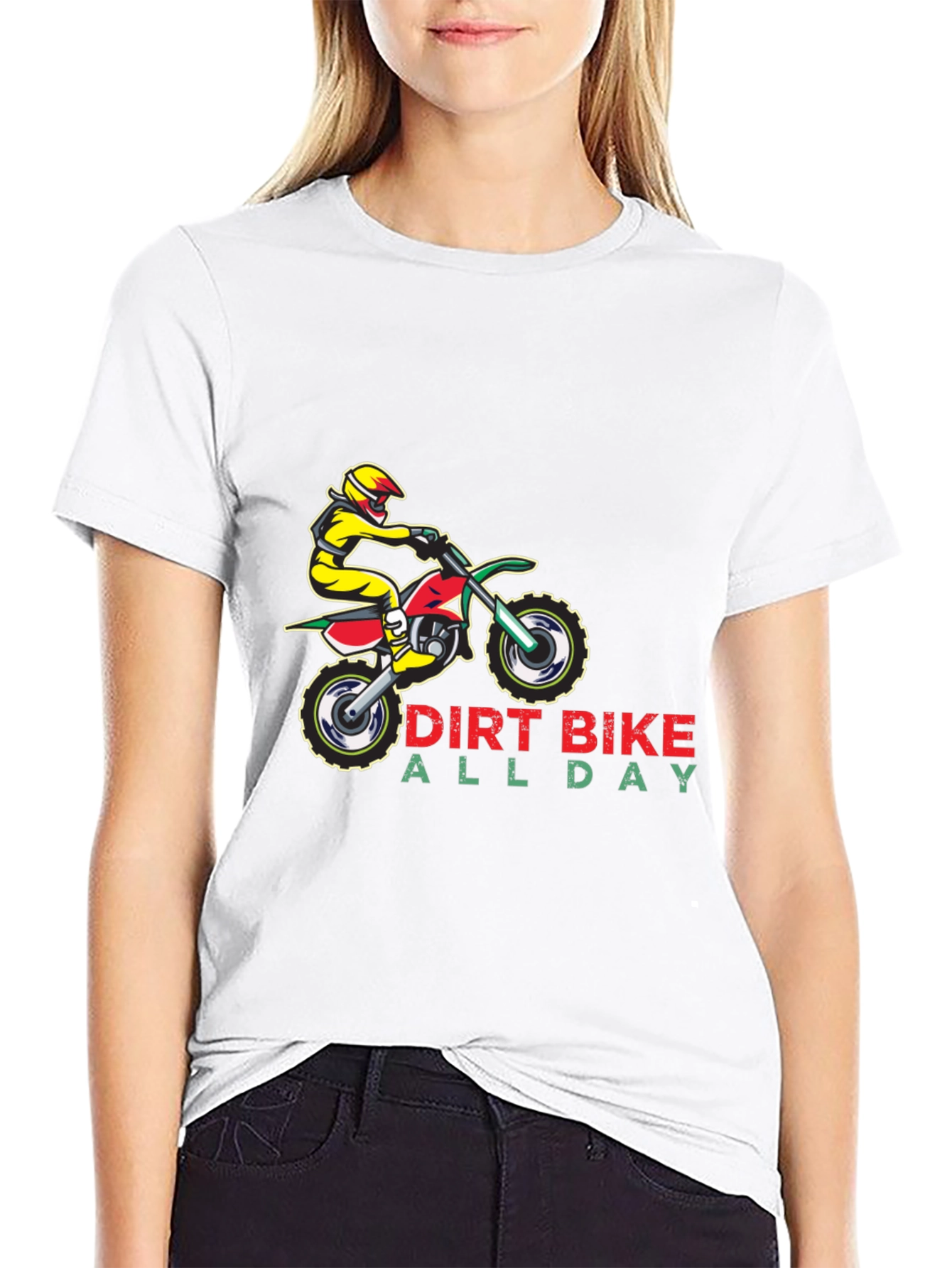 Dirt Bike All Day Black Graphic T-Shirt
