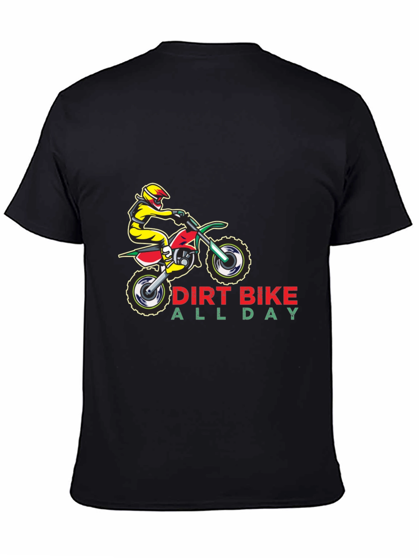 Dirt Bike All Day Black Graphic T-Shirt