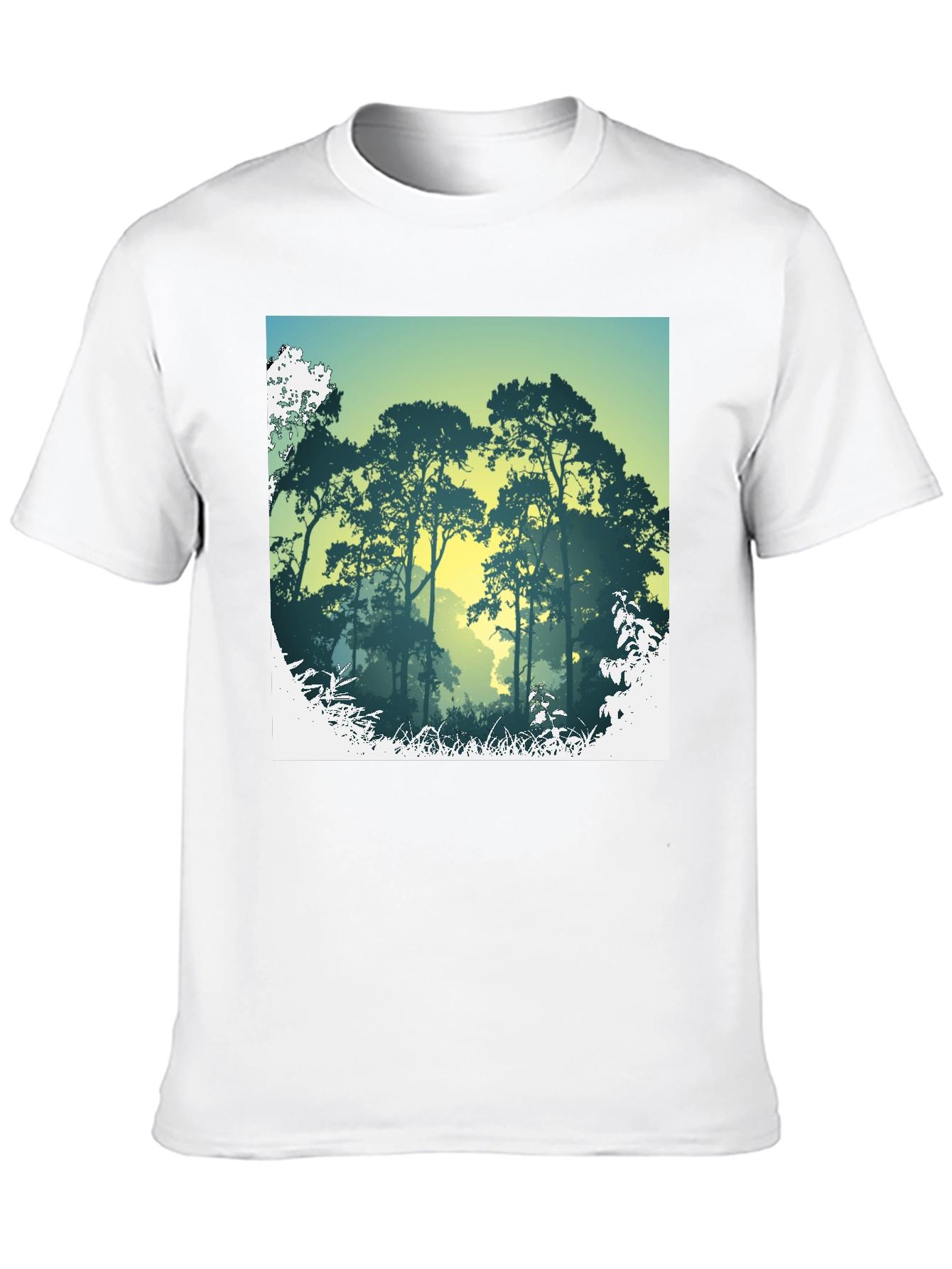 Nature Scene Graphic Print Black T-Shirt