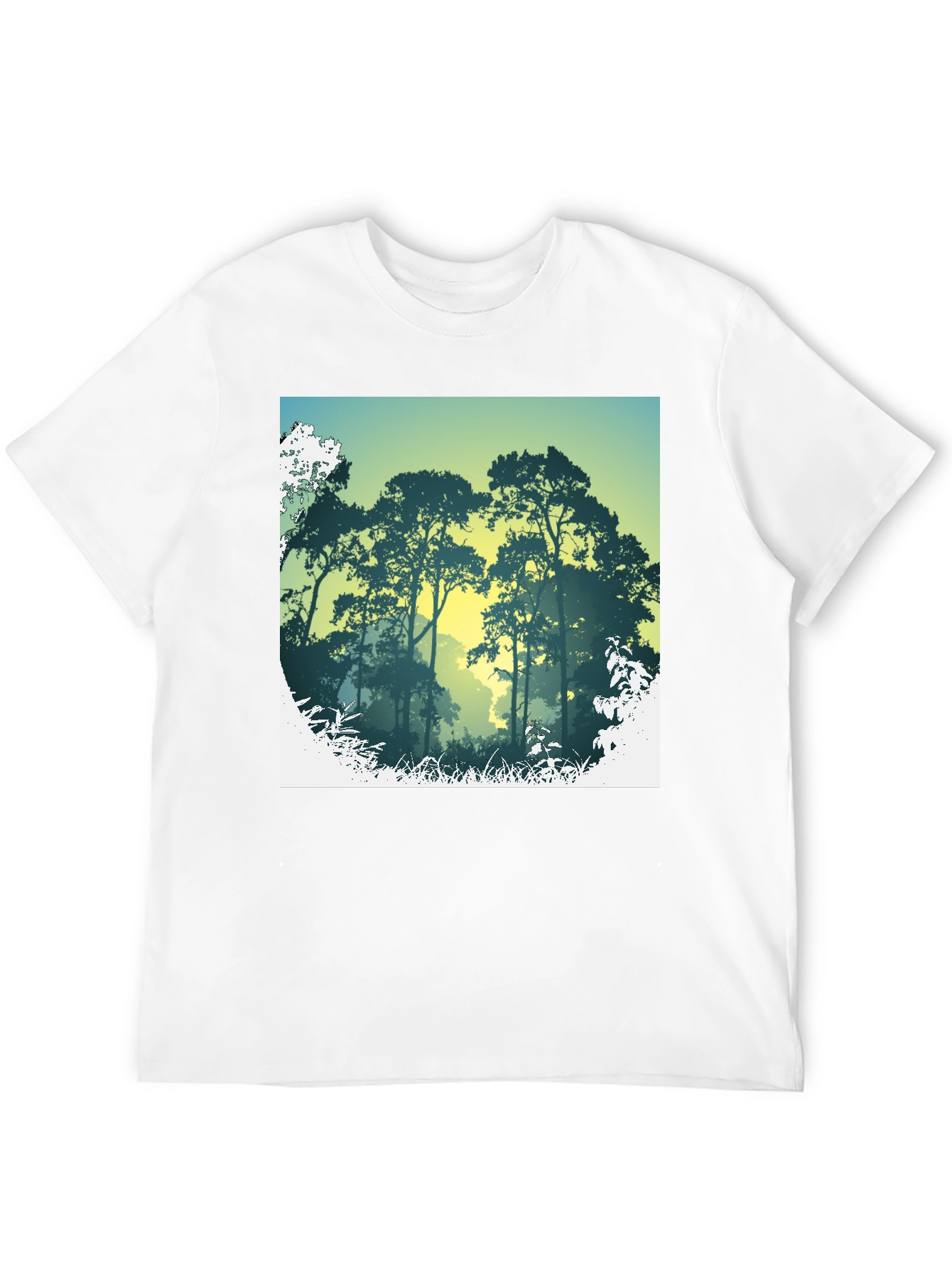 Nature Scene Graphic Print Black T-Shirt