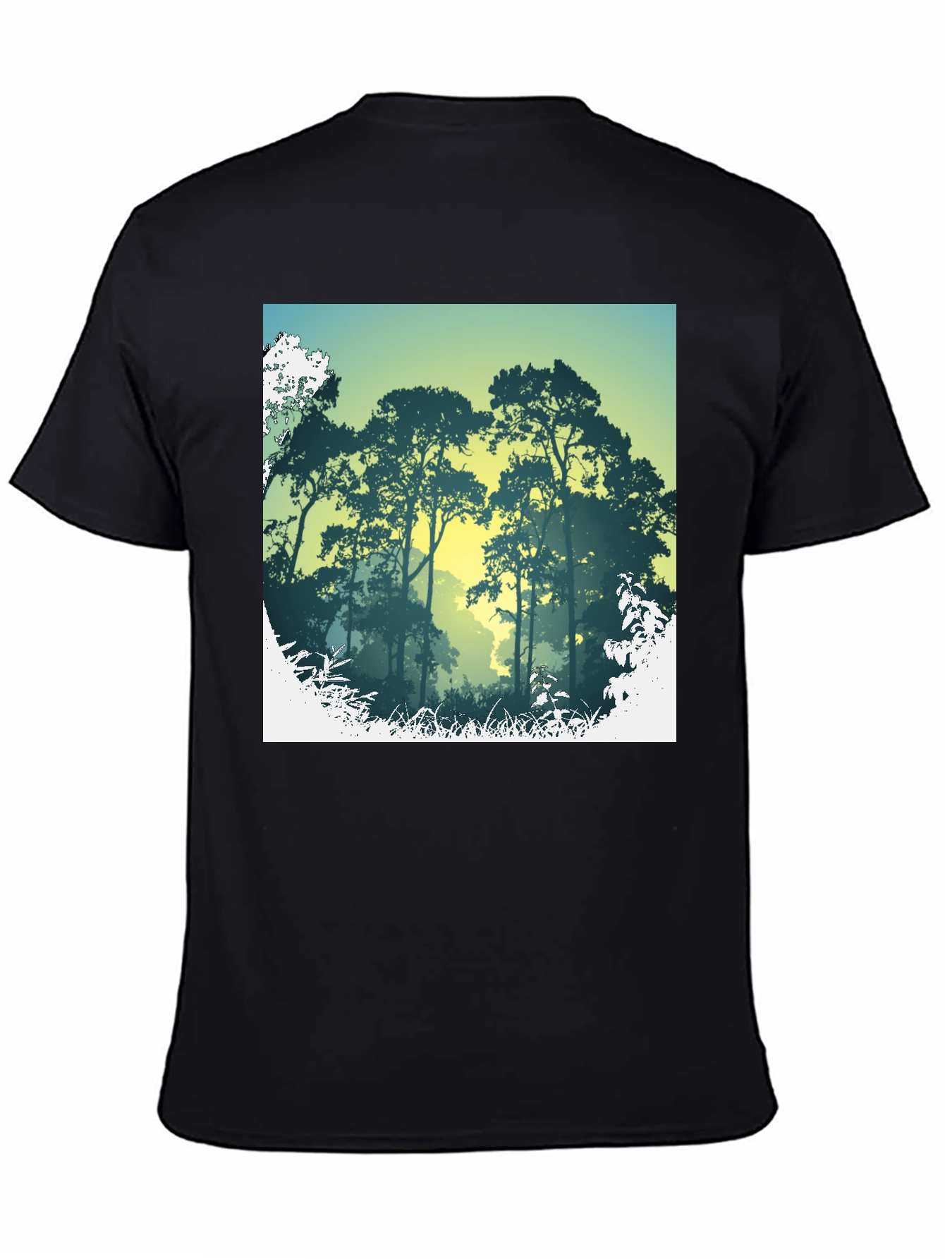 Nature Scene Graphic Print Black T-Shirt