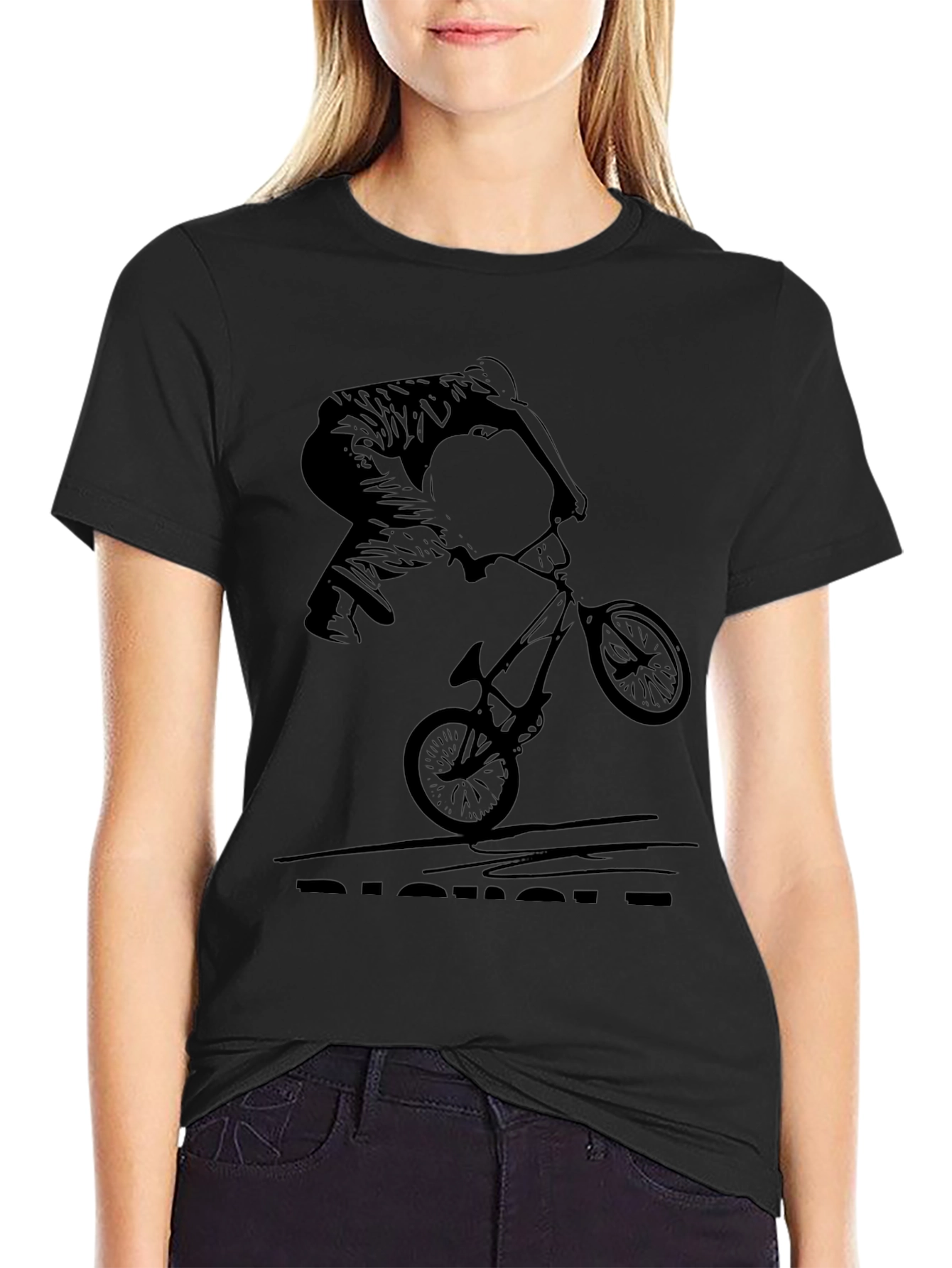 BMX Rider Graphic Tee - Black Cotton T-Shirt