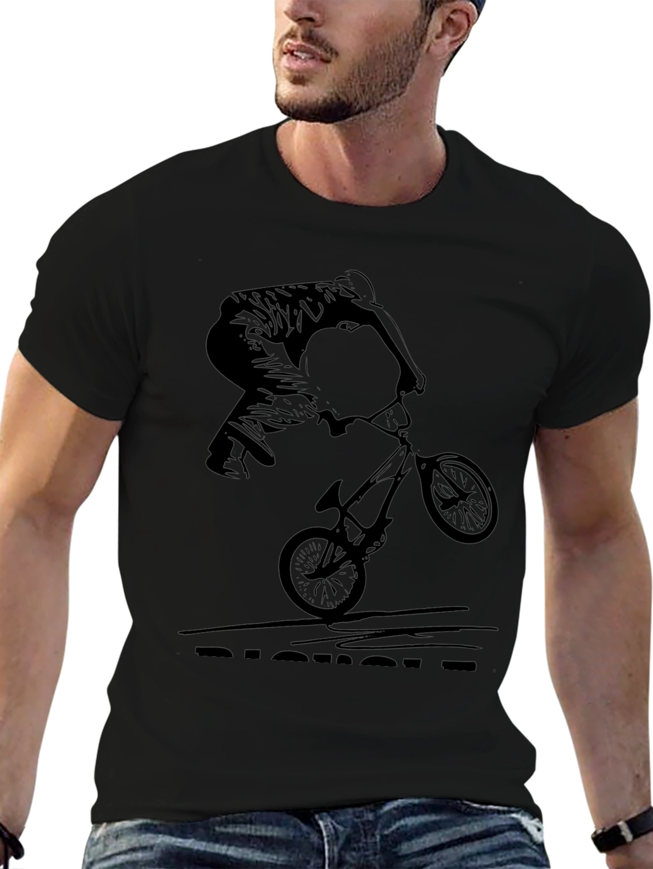 BMX Rider Graphic Tee - Black Cotton T-Shirt
