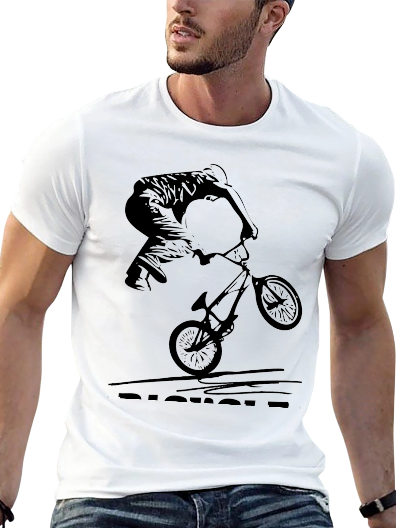 BMX Rider Graphic Tee - Black Cotton T-Shirt