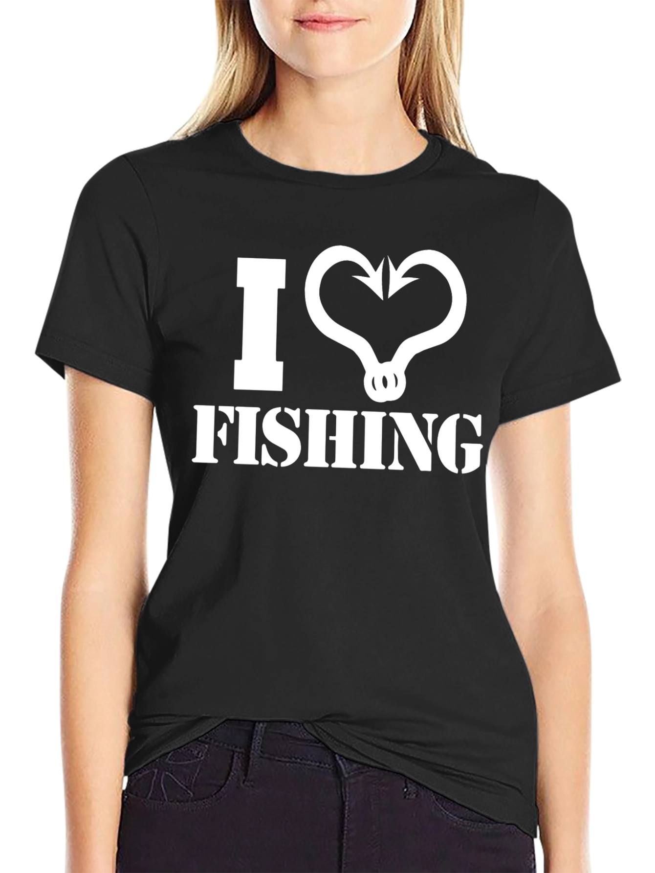 I Heart Fishing Black T-Shirt