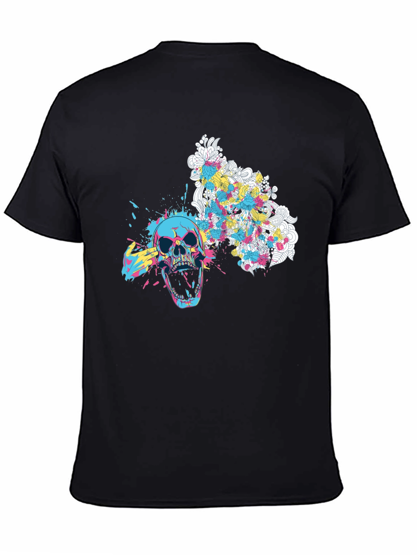 Skull Graphic Print Tee - Mens Black T-Shirt