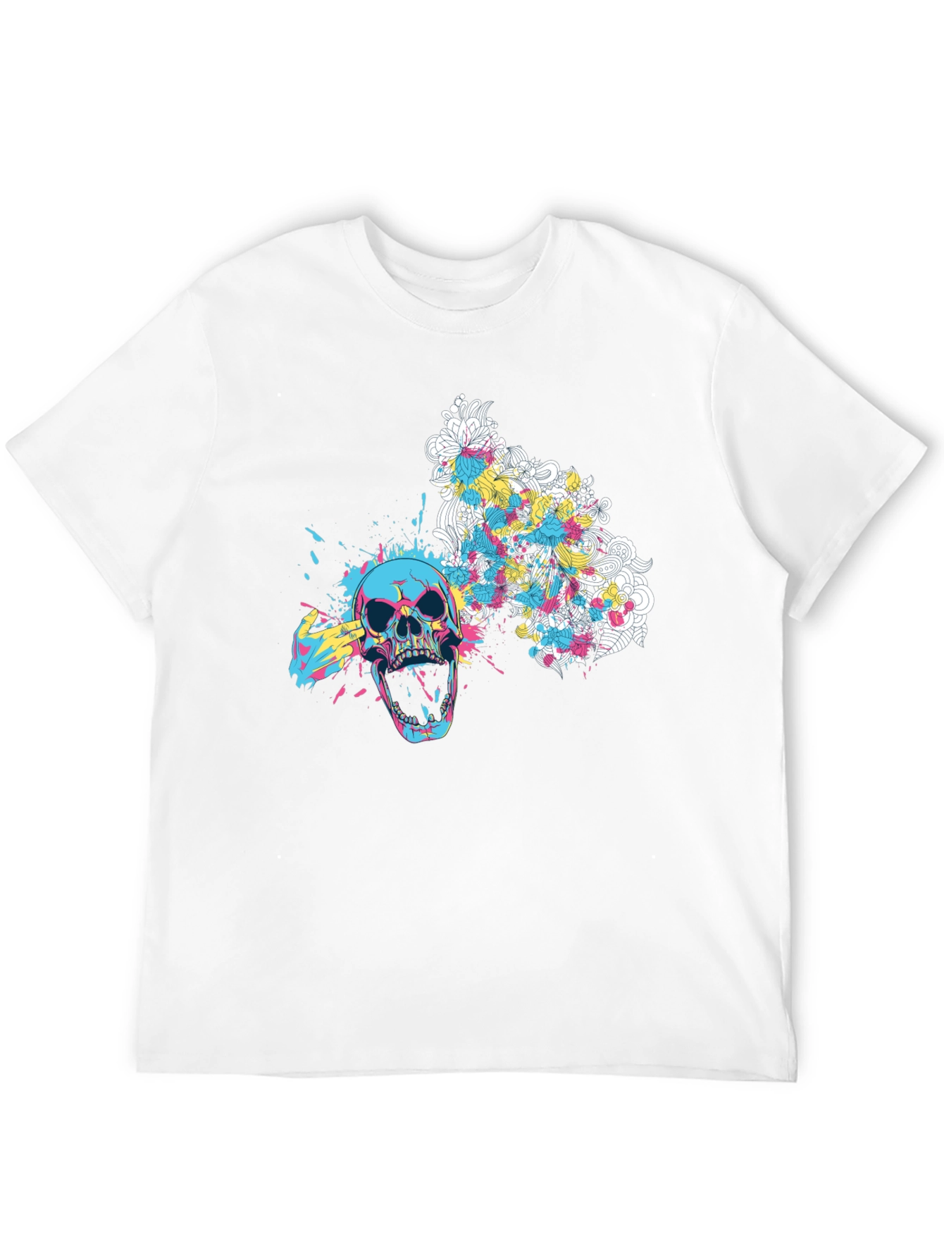 Skull Graphic Print Tee - Mens Black T-Shirt