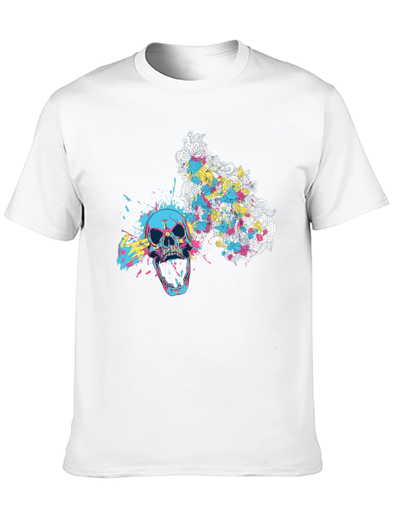 Skull Graphic Print Tee - Mens Black T-Shirt