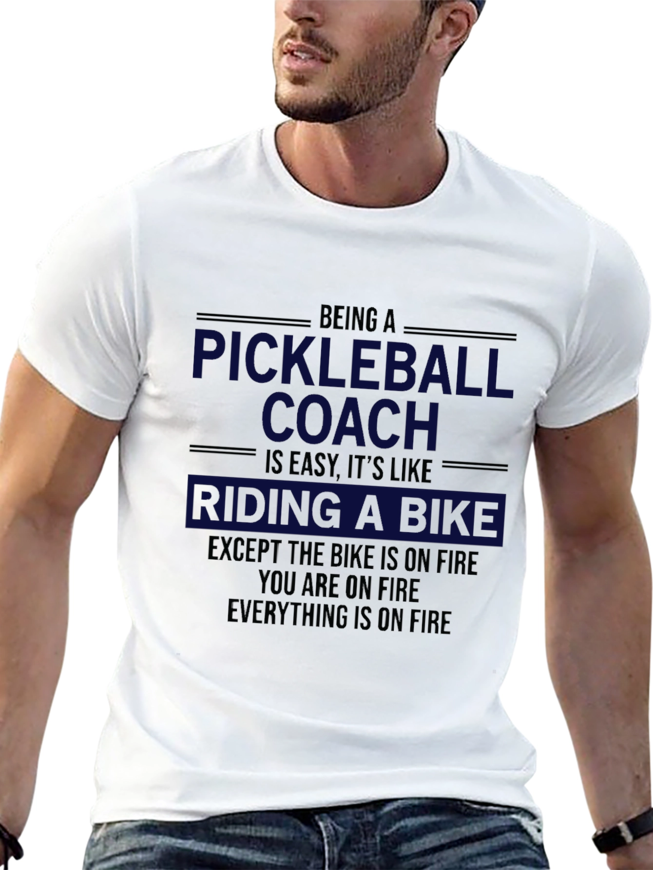 Pickleball Coach On Fire Funny T-Shirt