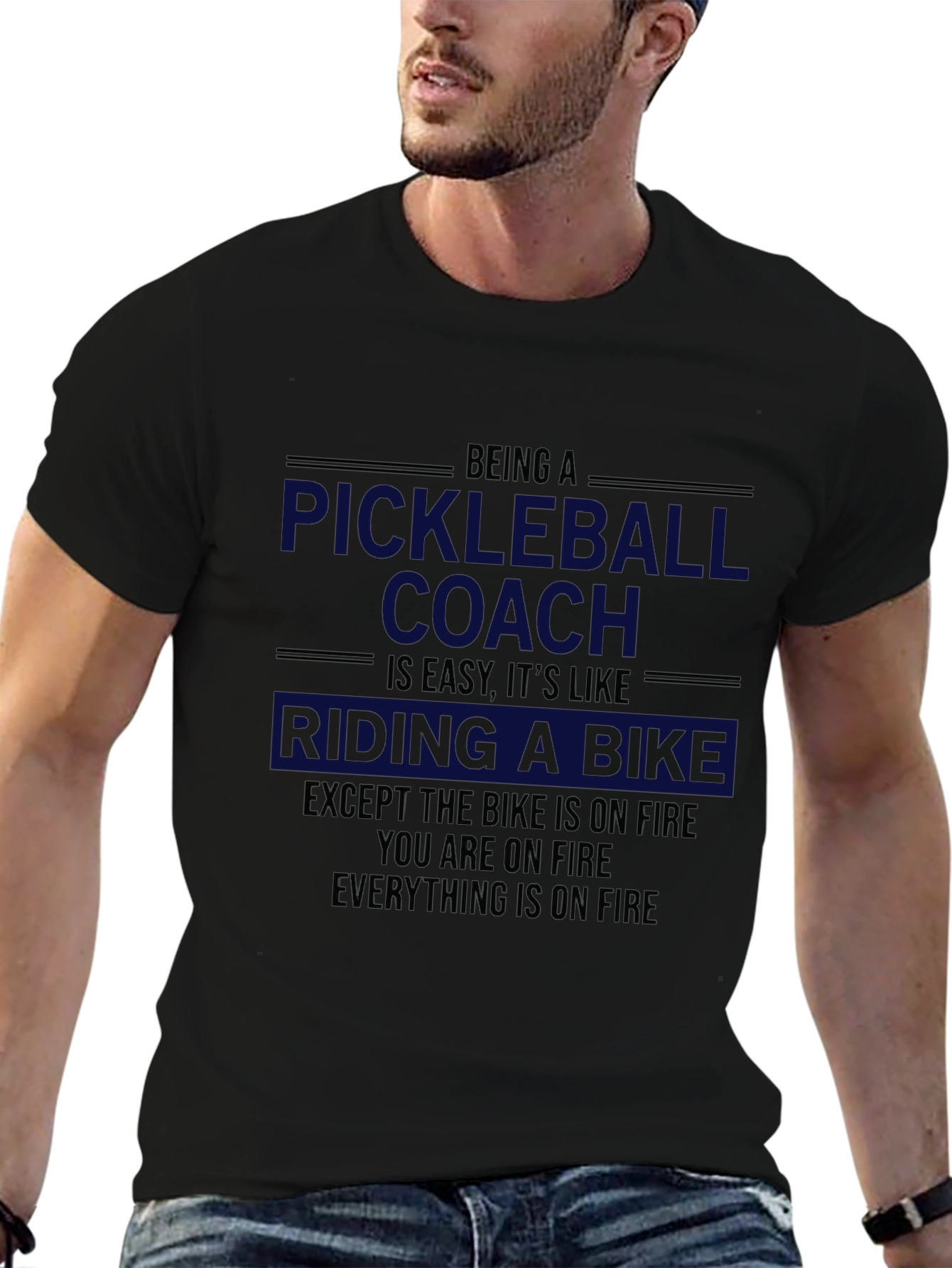 Pickleball Coach On Fire Funny T-Shirt