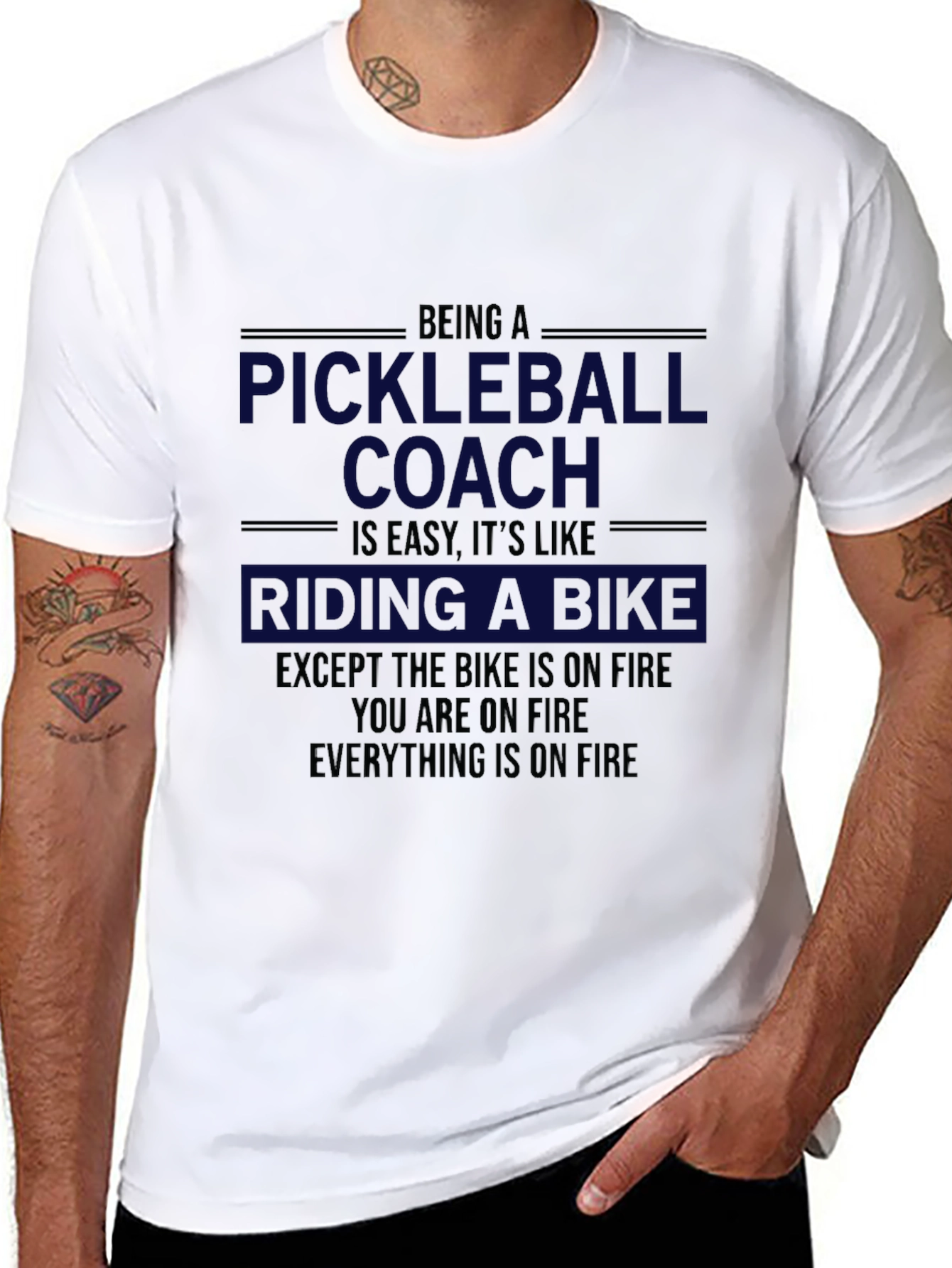 Pickleball Coach On Fire Funny T-Shirt
