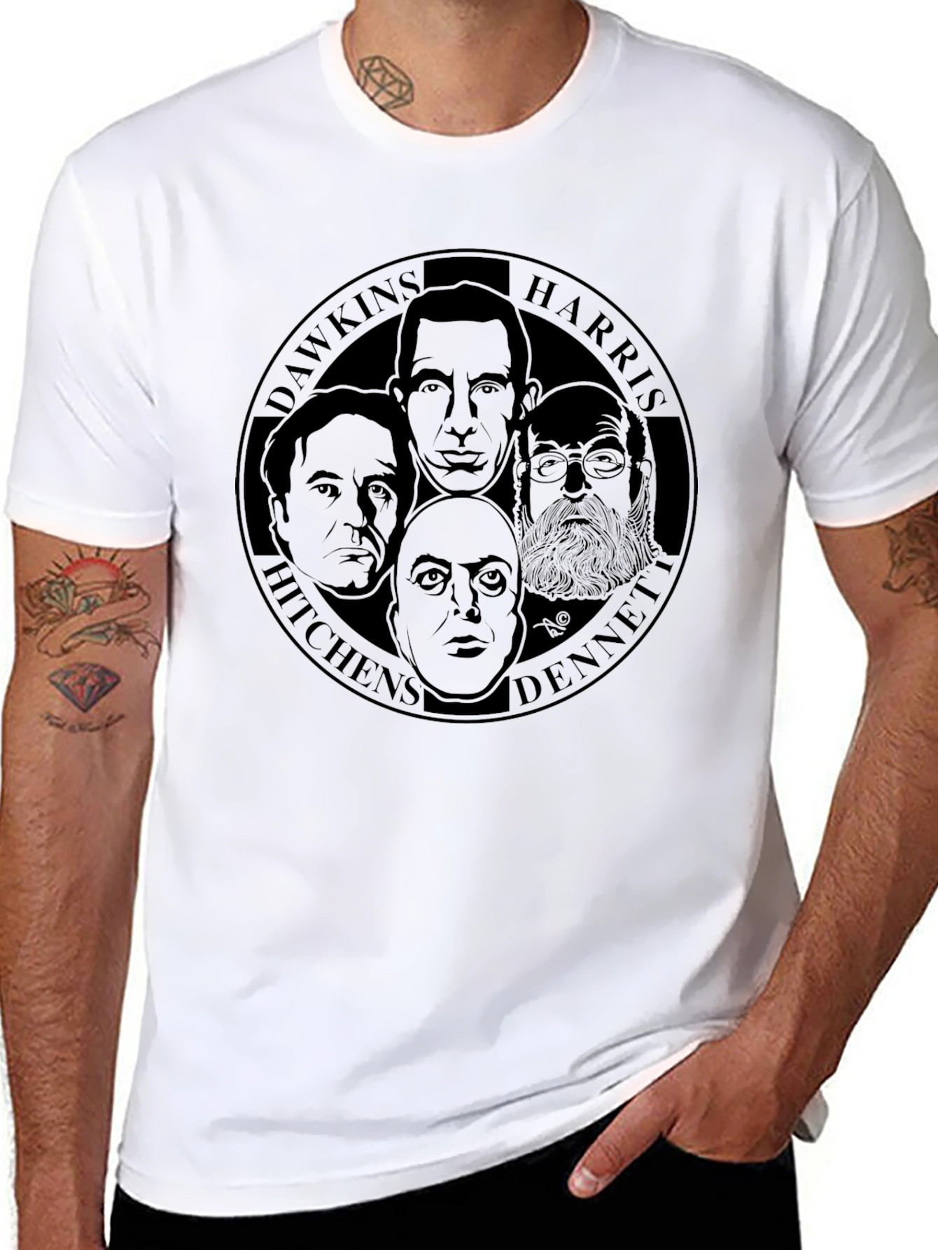Intellectual T-Shirt: Dawkins Harris Hitchens Dennett