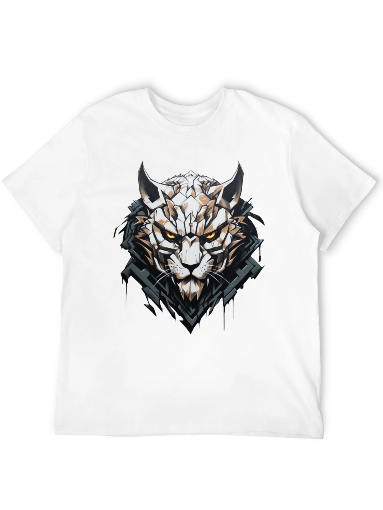 Geometric Cat Graphic Black T-Shirt