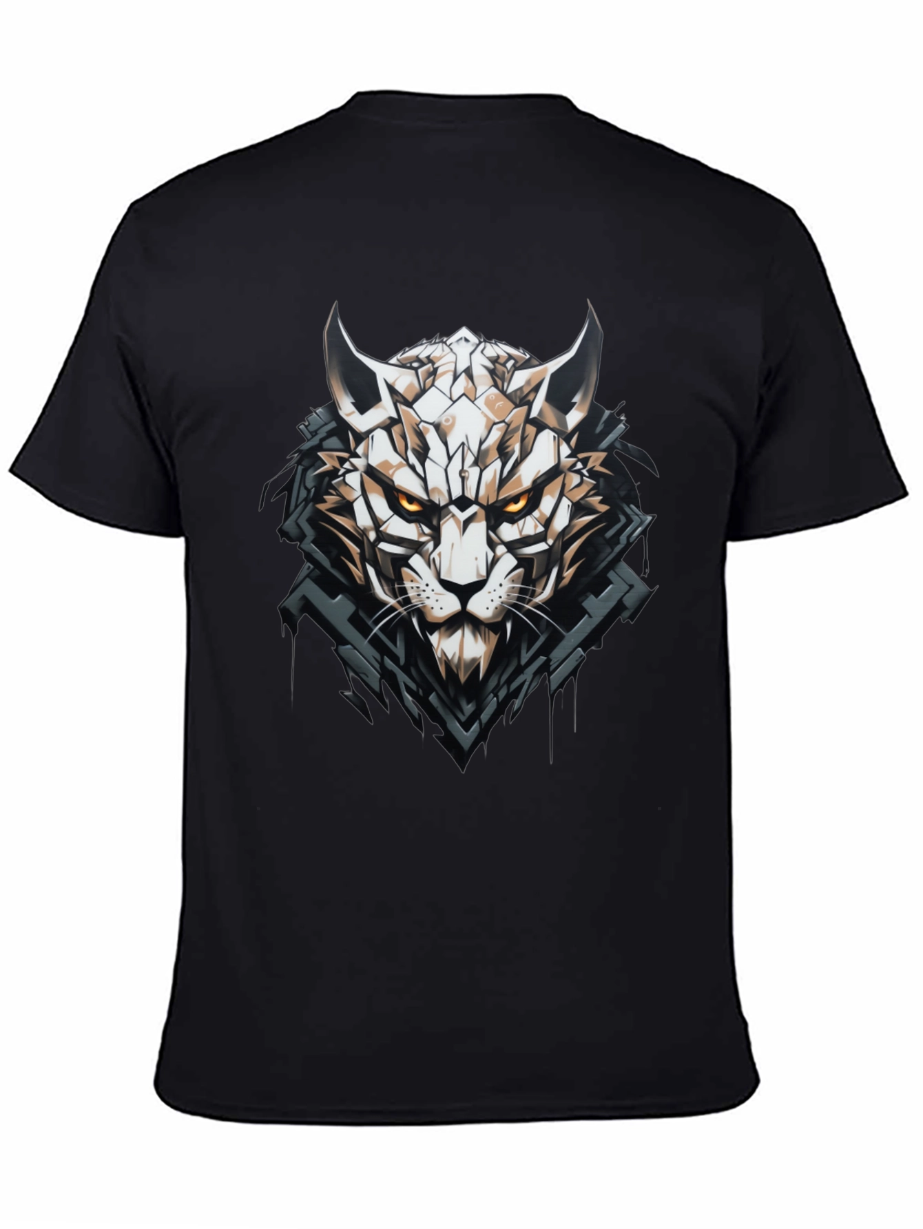 Geometric Cat Graphic Black T-Shirt
