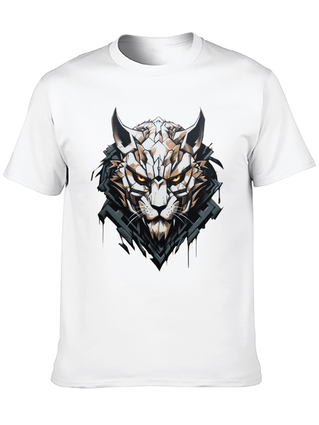 Geometric Cat Graphic Black T-Shirt