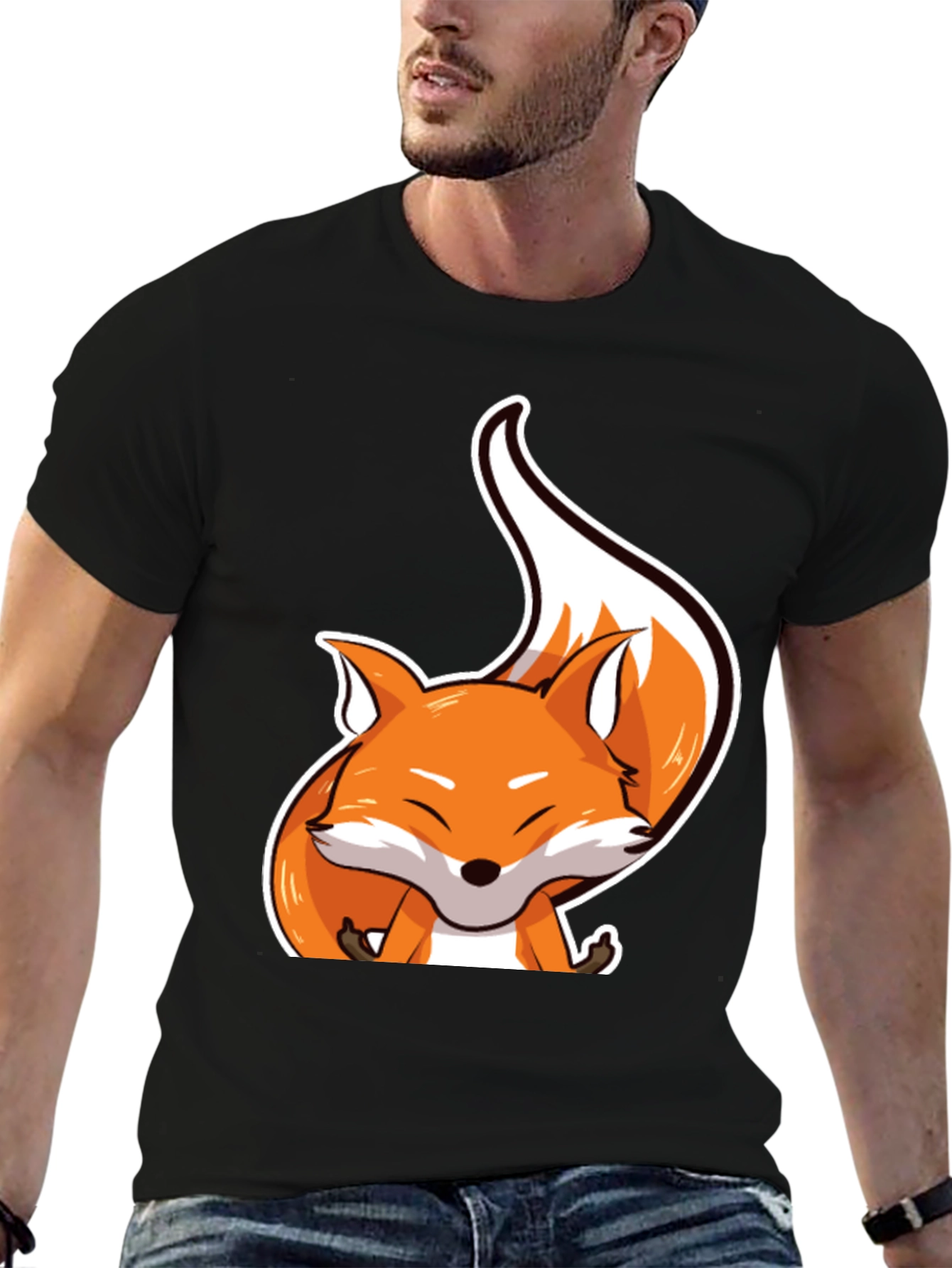 Cute Fox Graphic Tee - Unisex Black T-Shirt