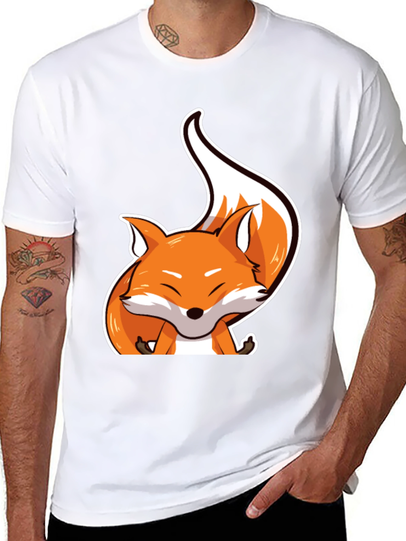 Cute Fox Graphic Tee - Unisex Black T-Shirt