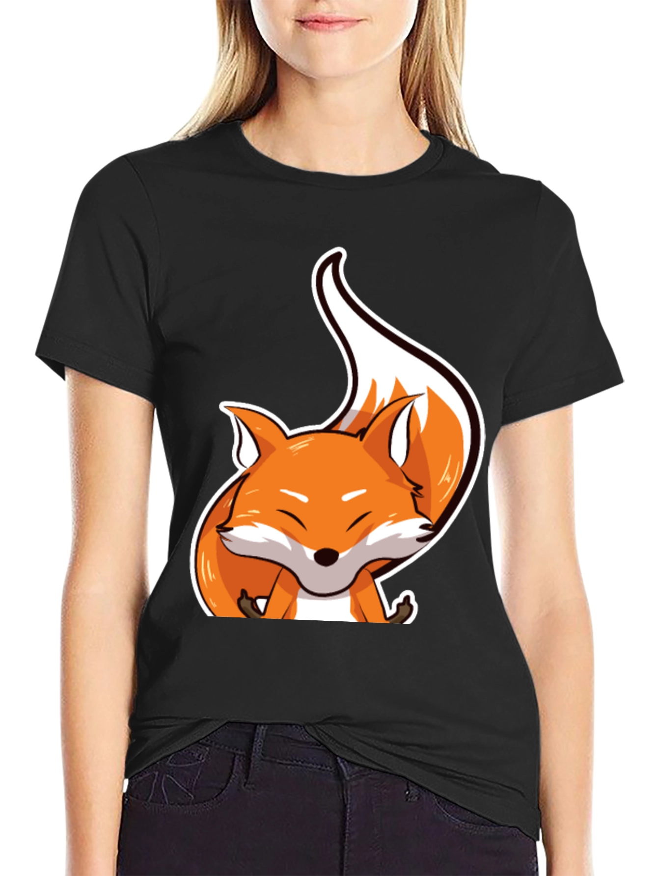 Cute Fox Graphic Tee - Unisex Black T-Shirt