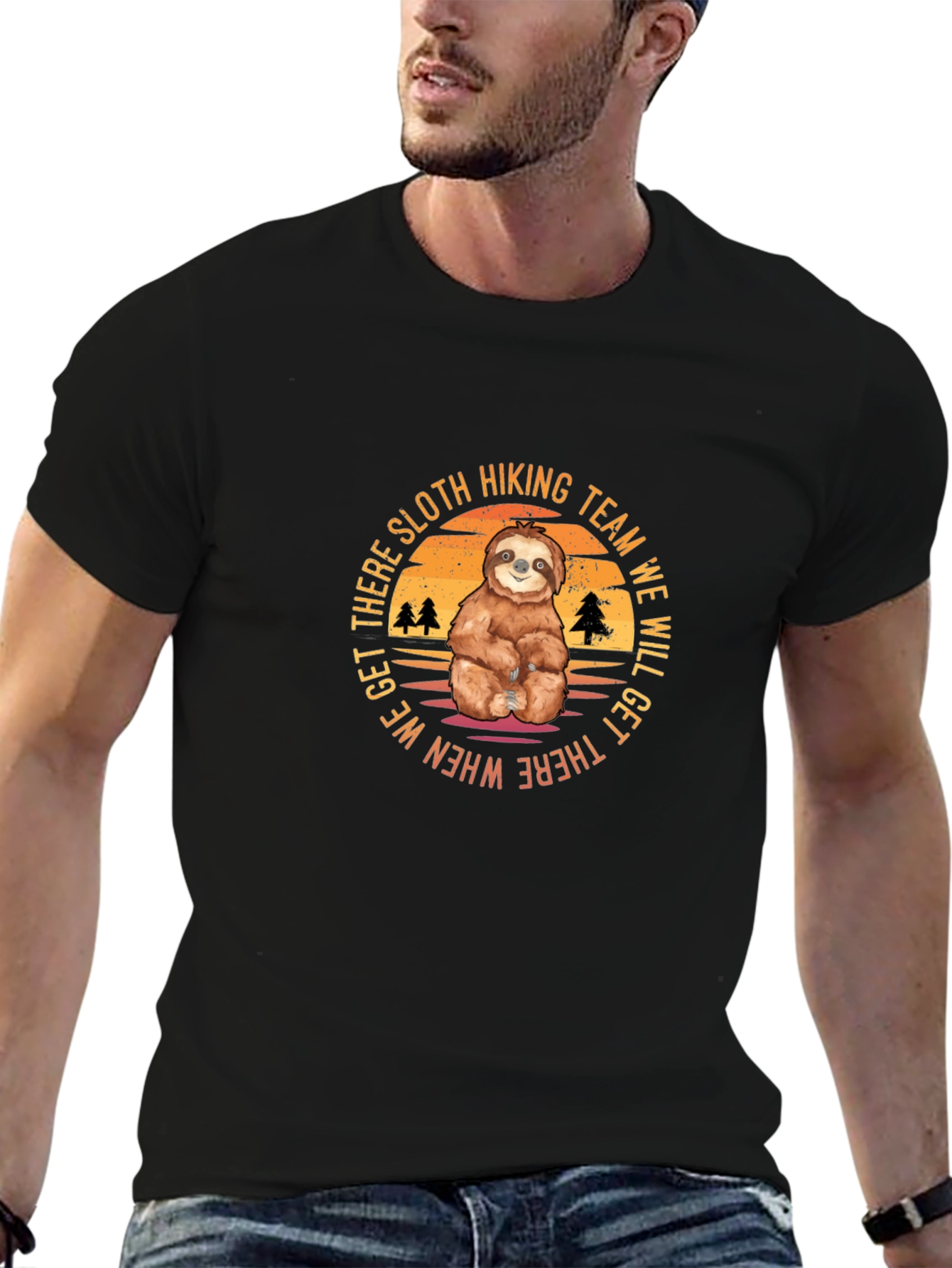 Sloth Hiking Team Black T-Shirt