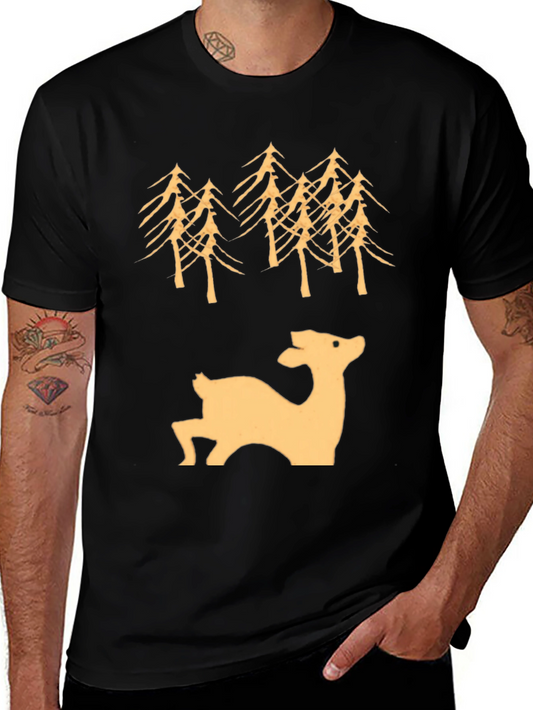 Nature Lovers Black Deer & Trees Graphic Tee