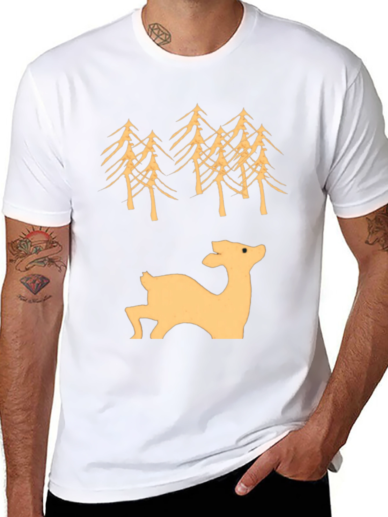 Nature Lovers Black Deer & Trees Graphic Tee
