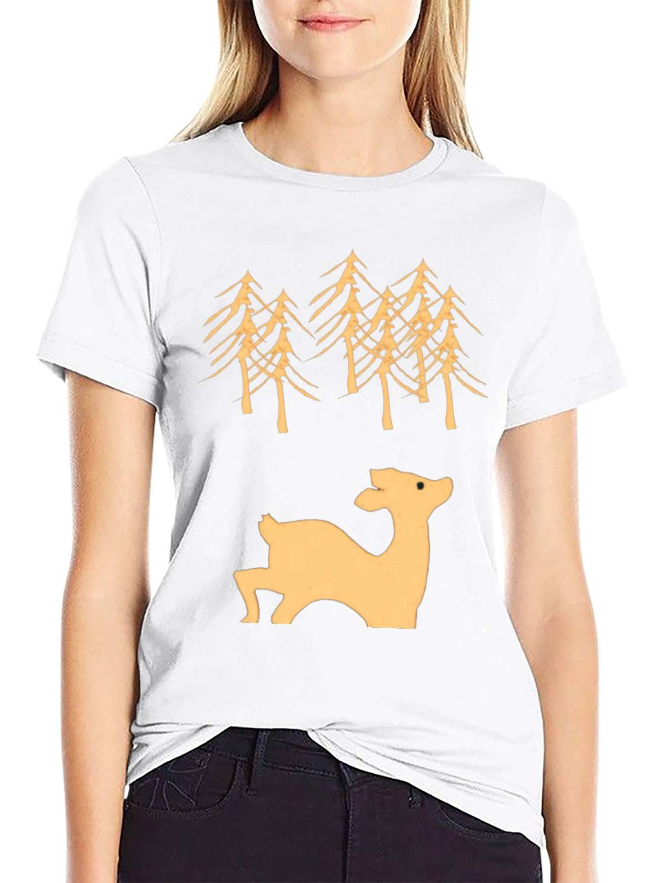Nature Lovers Black Deer & Trees Graphic Tee