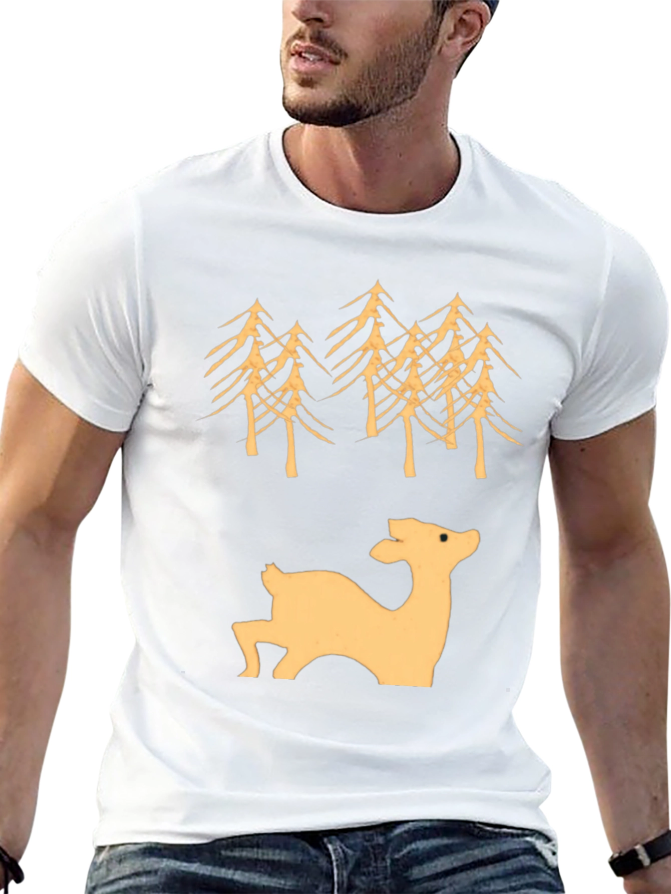 Nature Lovers Black Deer & Trees Graphic Tee