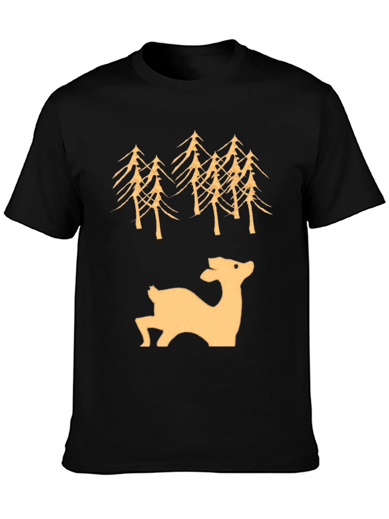 Nature Lovers Black Deer & Trees Graphic Tee