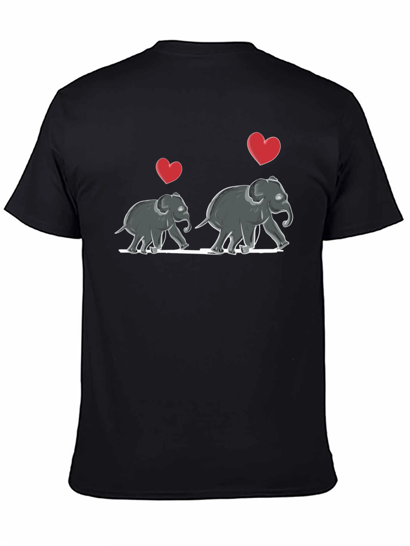 Elephant Love T-Shirt - Mens Black Graphic Tee