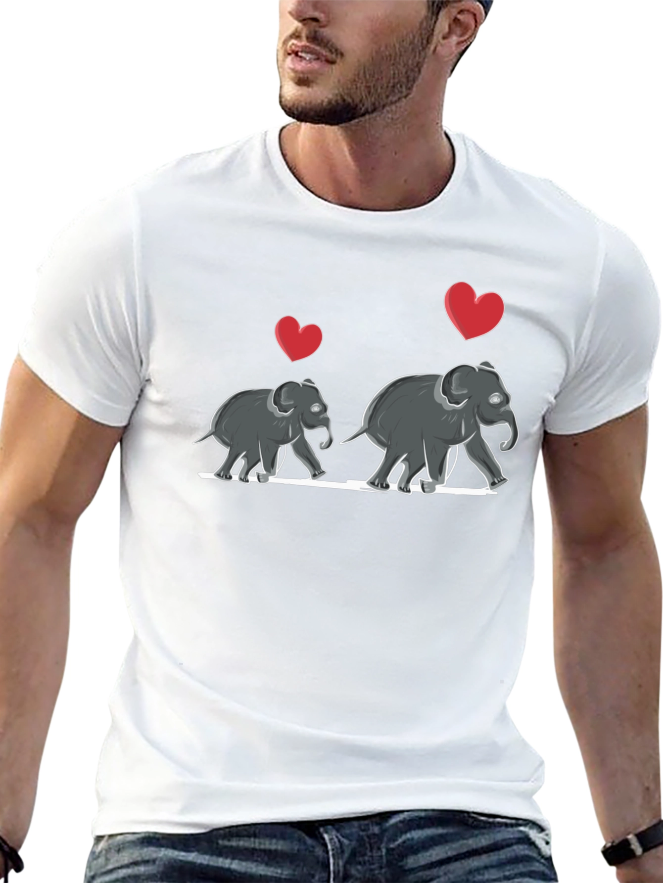 Elephant Love T-Shirt - Mens Black Graphic Tee