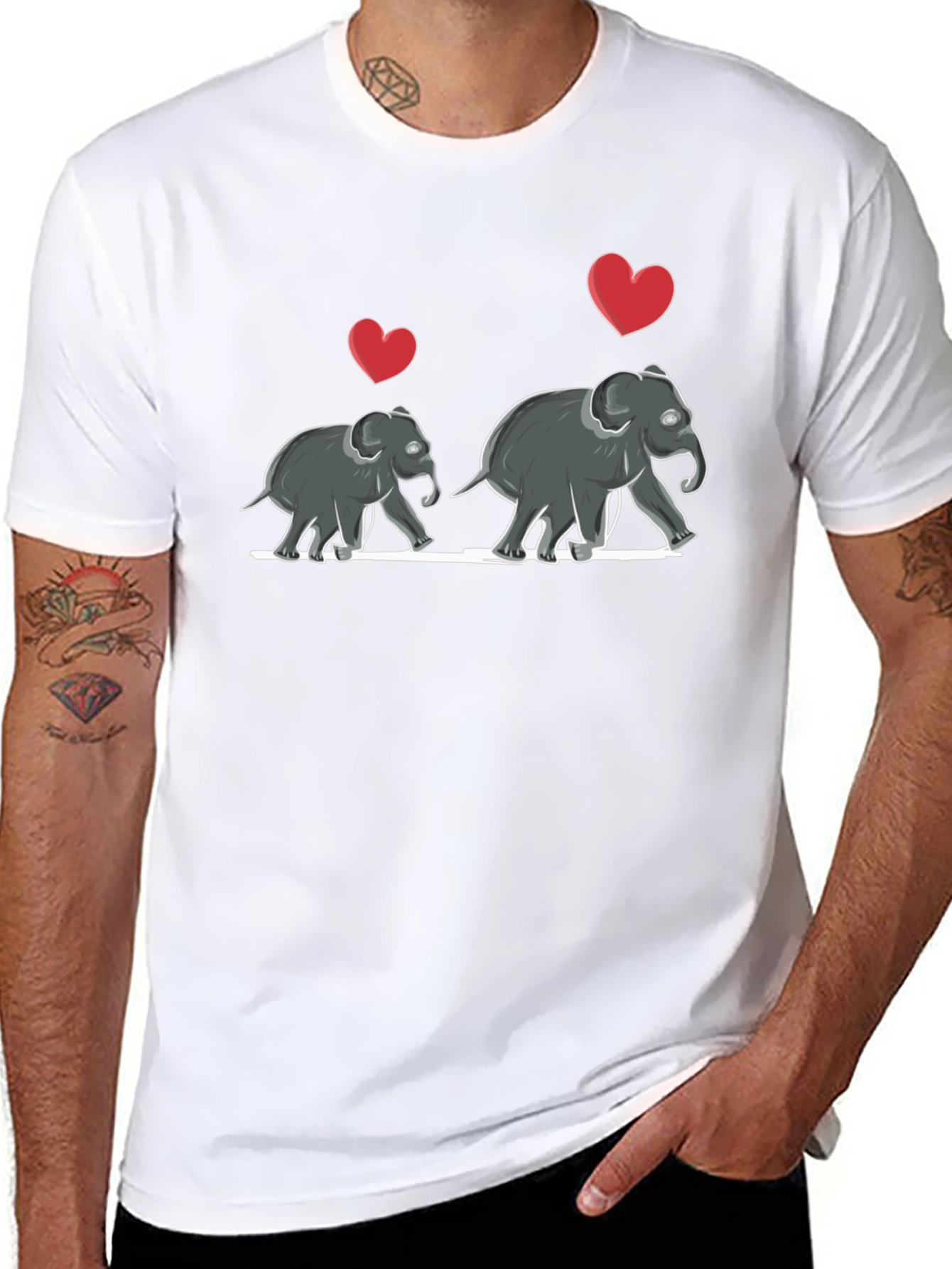 Elephant Love T-Shirt - Mens Black Graphic Tee