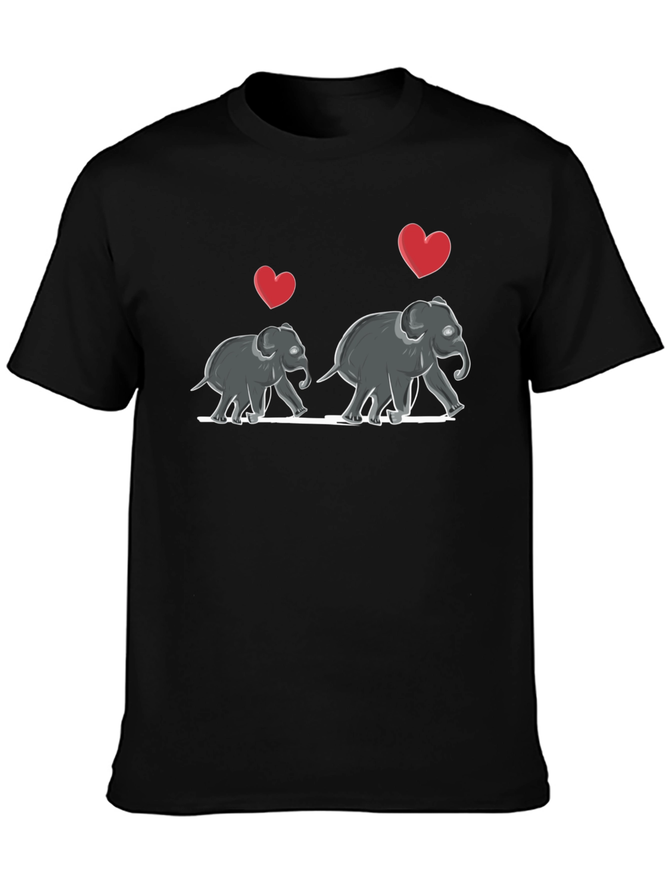 Elephant Love T-Shirt - Mens Black Graphic Tee